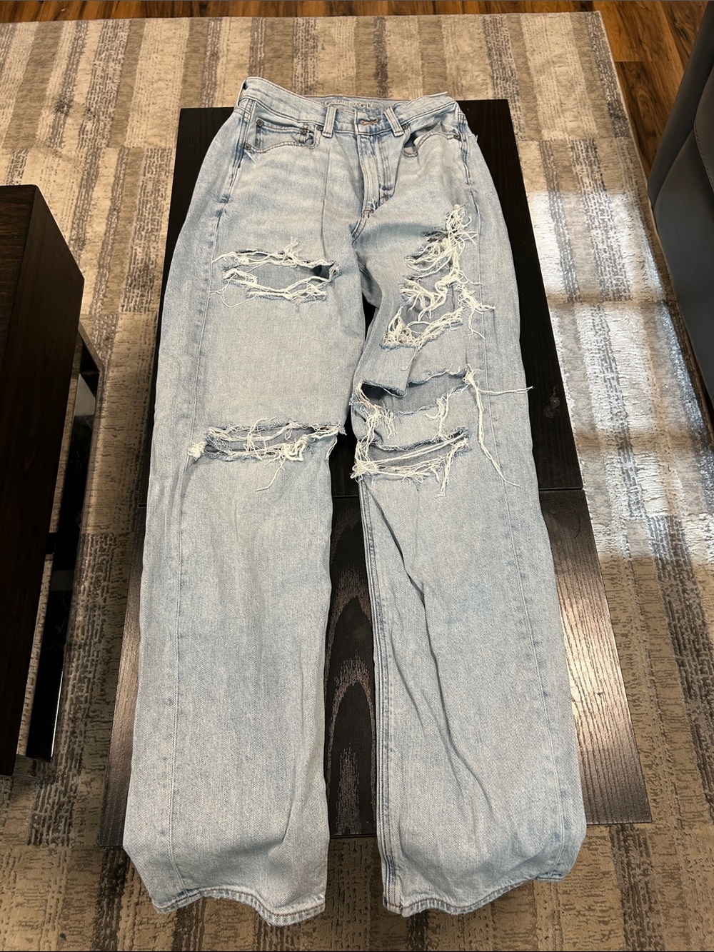 American Eagle Outfitters Light Blue High-Rise Ripped Jeans